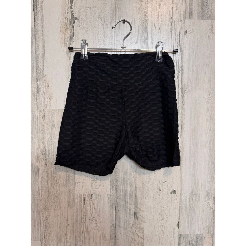 Black Textured Scrunch Booty Shorts | Size Small